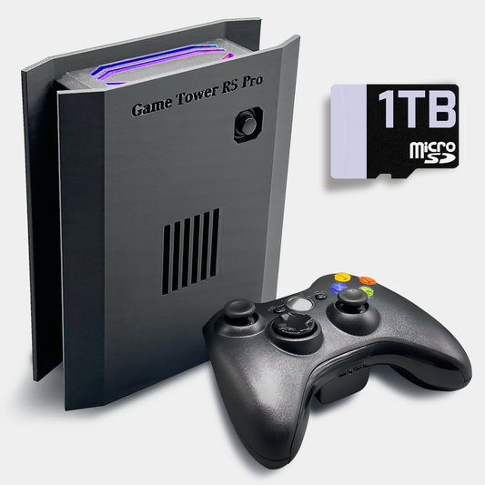 Movaan GameTower R5 Pro - Retro Game Console with Light Guns Support, RGB Lights, 1TB Game Library, and Wireless Rumble Controller