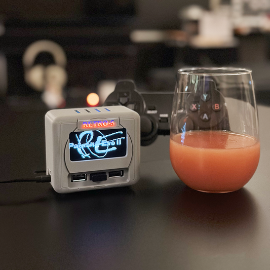 Movaan Retro-S Grey Edition - PS1 Inspired Retro Game Console with Marquee OLED, 512GB and Two Wireless Controllers