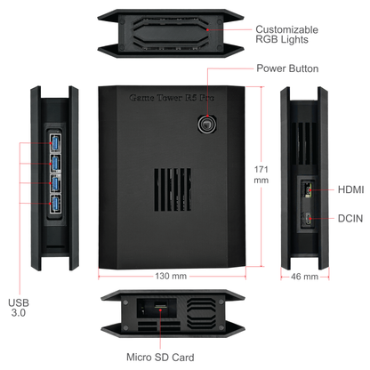 Movaan GameTower R5 Pro - Retro Game Console with Light Gun Support, RGB Lights, 1TB Game Library, and Wireless Rumble Controller