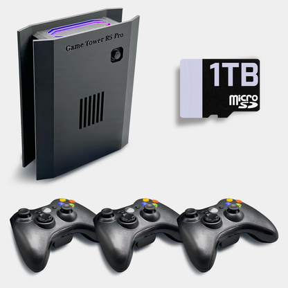 Movaan GameTower R5 Pro - Retro Game Console with Light Gun Support, RGB Lights, 1TB Game Library, and Wireless Rumble Controller