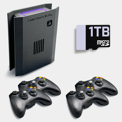 Movaan GameTower R5 Pro - Retro Game Console with Light Gun Support, RGB Lights, 1TB Game Library, and Wireless Rumble Controller