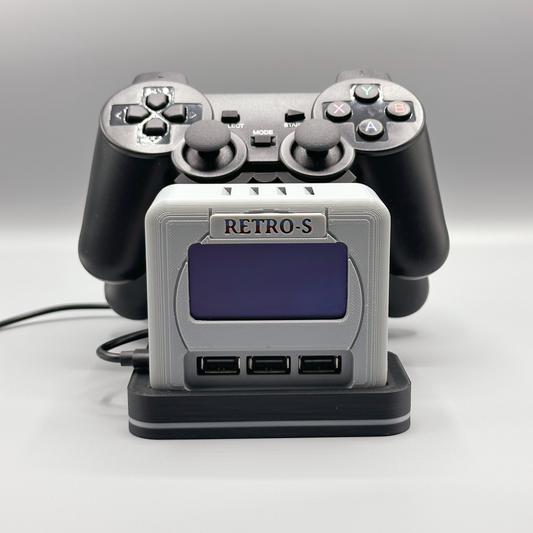 Retro-S Grey Edition - PS1 Inspired Retro Gaming System with Marquee OLED, 512GB and Two Wireless Controllers