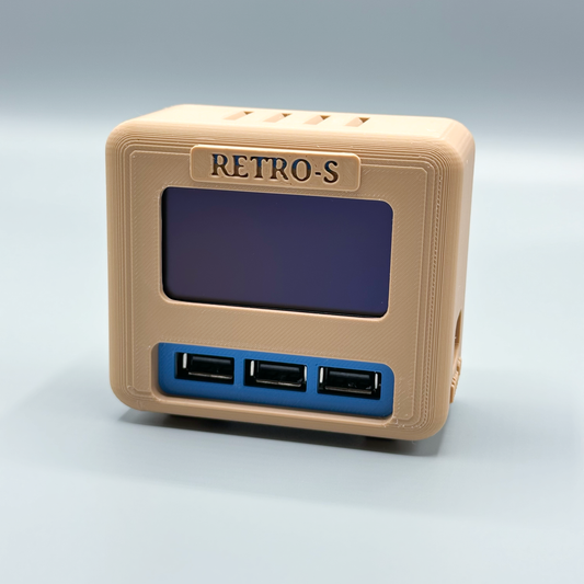 Retro-S - Your First Premium Retro Gaming System With Game Marquee OLED, 2 Wireless Controllers, 3D Glasses and 8200 Games